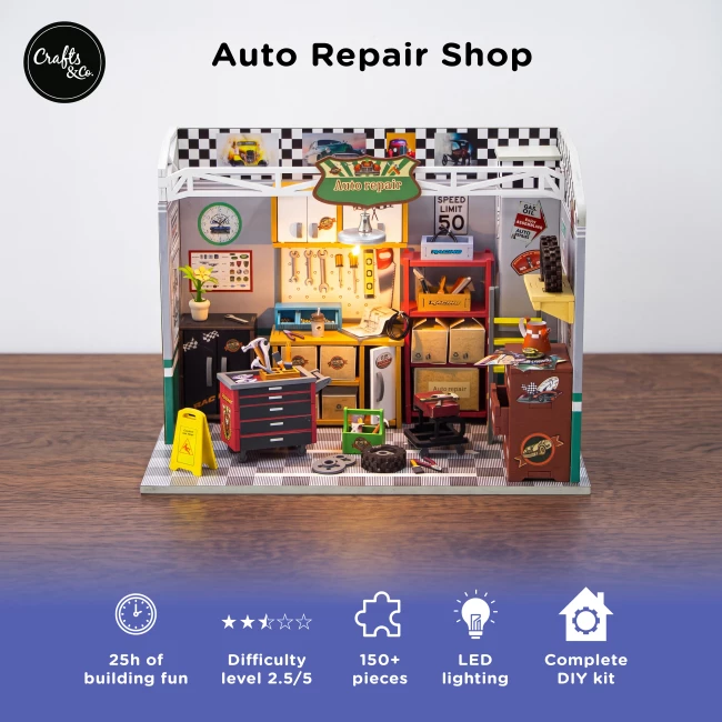 Miniature House Construction Kit Medium - Auto Repair Shop