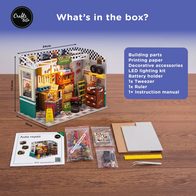 Miniature House Construction Kit Medium - Auto Repair Shop