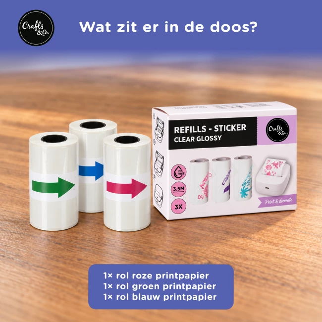 Navullingen voor de Mini Pocket Printer - Transparant Stickerpapier met Gekleurde Print