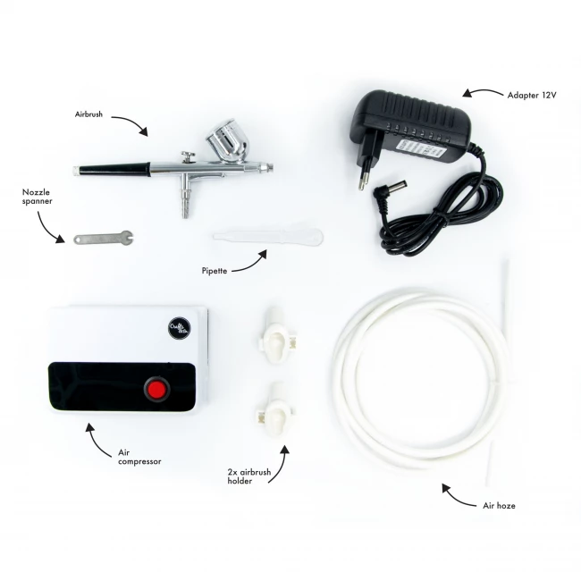 Airbrush Set with Compressor - Excluding 5 colours of ink