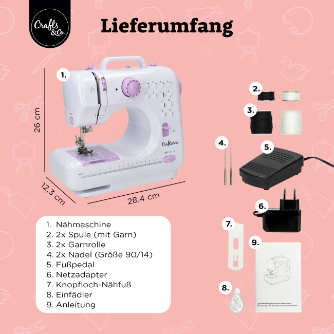 Nähmaschine für Einsteiger - 12 eingebaute Stiche