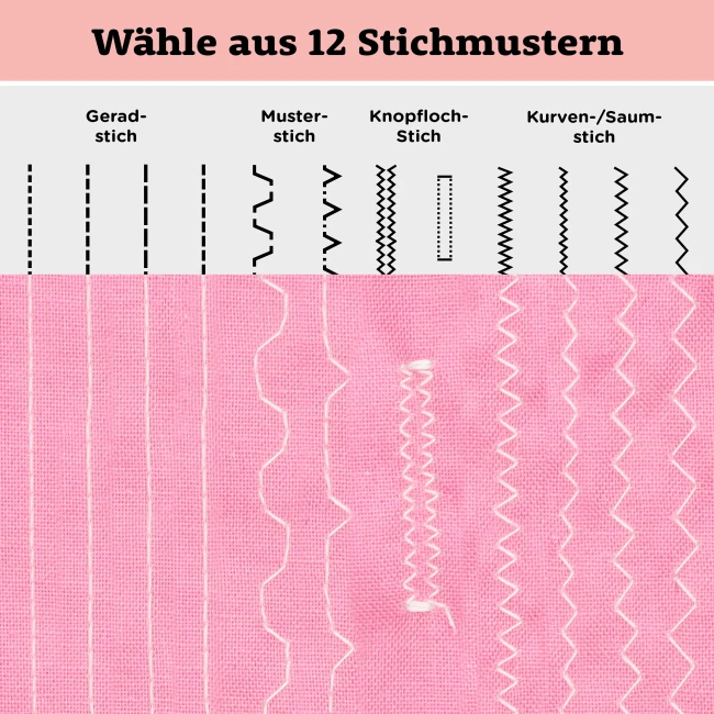 Nähmaschine für Einsteiger - 12 eingebaute Stiche