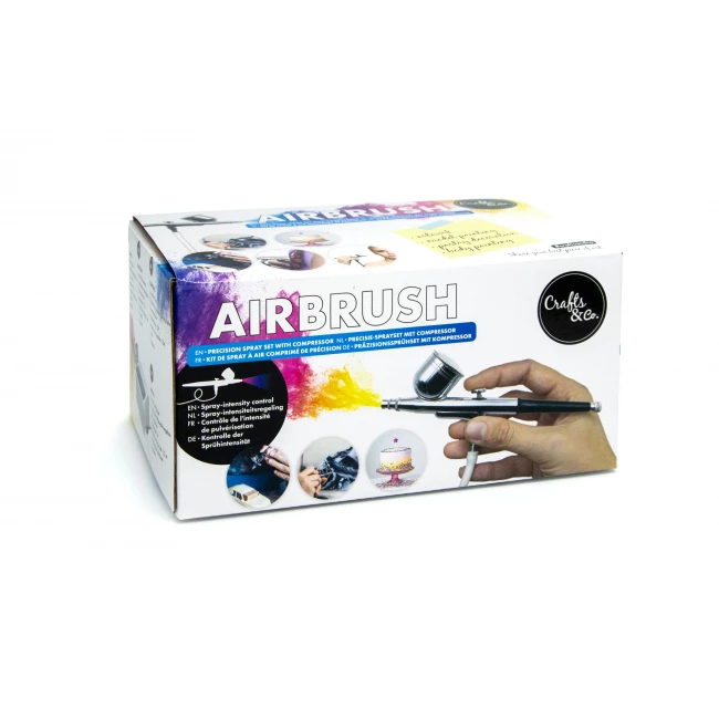 Airbrush Set with Compressor - Includes 5 Colours Ink