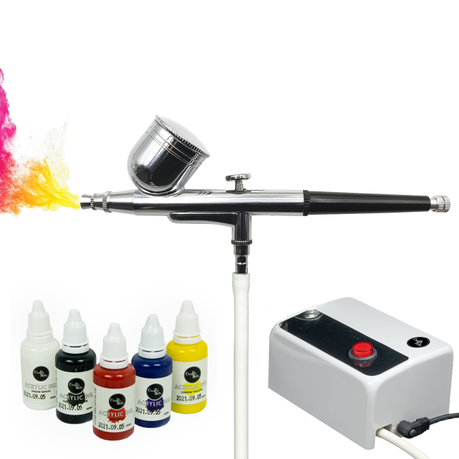 Airbrush-Set mit Kompressor - Mit 5 Farben Tinte