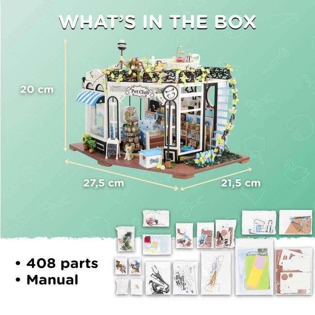Poppenhuis miniatuur DIY huis kit, ruimtemodel kan deuren