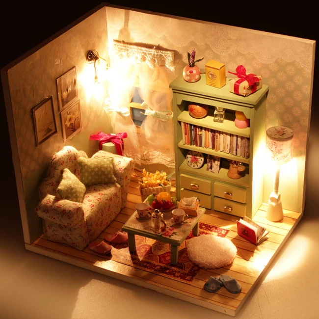 Modellbausatz Miniatur-Puppenhaus - Wohnzimmer