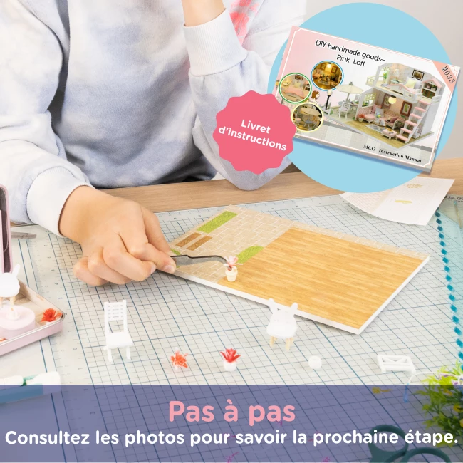 Kit de Construction de Maison Miniature Medium - Chambre rose