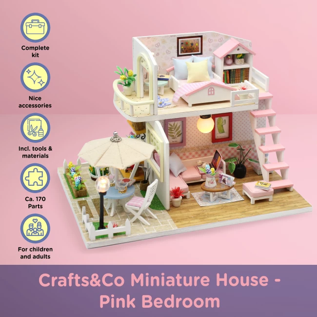 Miniature House Construction Kit Medium - Pink Room