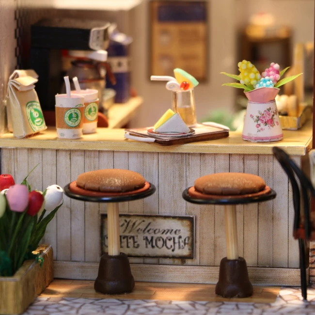 Modellbausatz Miniatur-Puppenhaus - Kaffeehaus