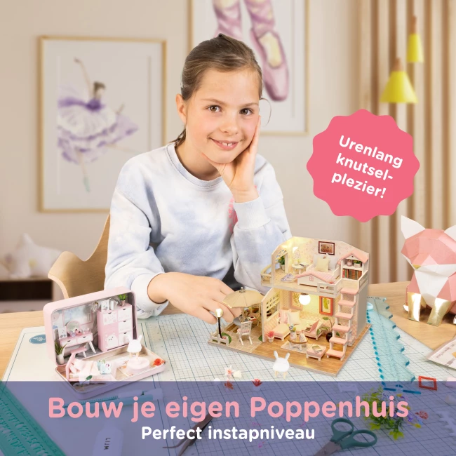 Miniatuurhuis Bouwpakket Mini - Roze Slaapkamer