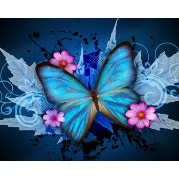 Diamant Malerei Leinwand Blau Schmetterling - 40 x 50 cm