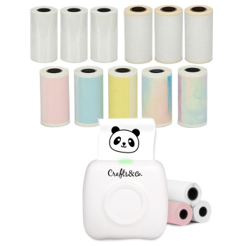 Mini Pocket Printer - Offre Combo avec 3x papier autocollant, 3x transparent et 5x autocollants colorés