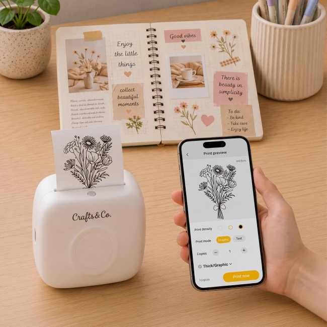 Mini Pocket Printer - Combo Deal with 3x Coloured Paper and 3x White Paper