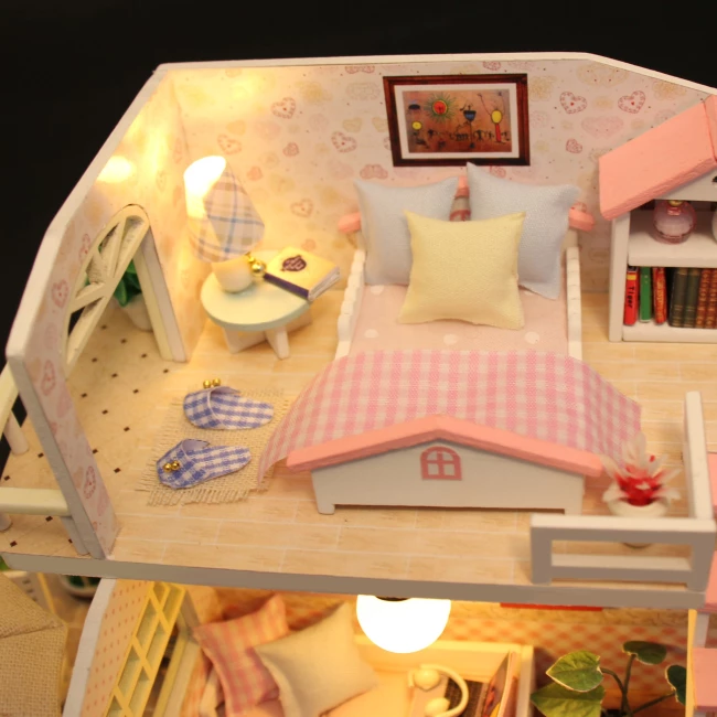 Model Kit Miniature Dollhouse - Romantic Room Combodeal with Pink Room