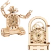 Wooden Construction Kit for Adults - Combodeal with Robot Clock & Vintage Clock - 1