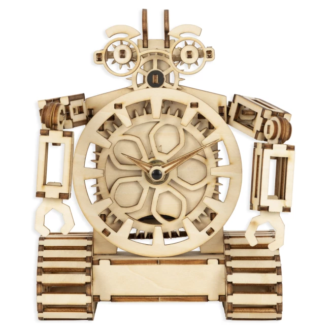 Kit de Construction en Bois pour Adultes - Combo Deal avec Horloge Robot et Horloge Vintage