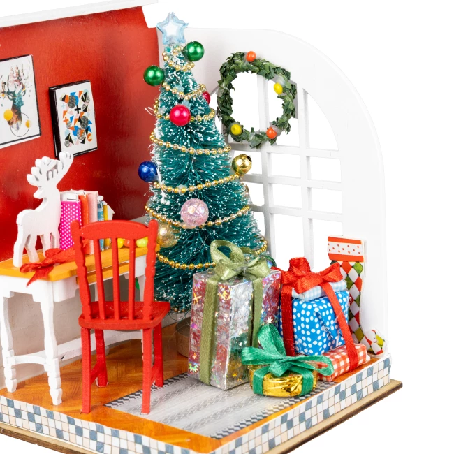 Kit de Construction de Maison Miniature Mini - Chambre de Noël "Jingle Bells"