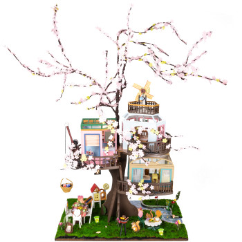 Miniatuurhuis Bouwpakket Groot - Magische Boomhut 'Cherry Blossom'