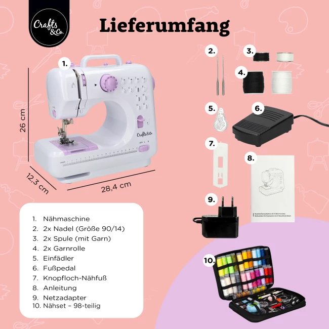 Nähmaschine für Einsteiger - Kombiangebot mit Nähset