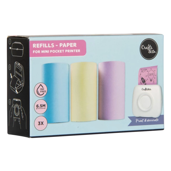 Nachfüllpackungen für den Mini Pocket Printer - Farbiges Papier