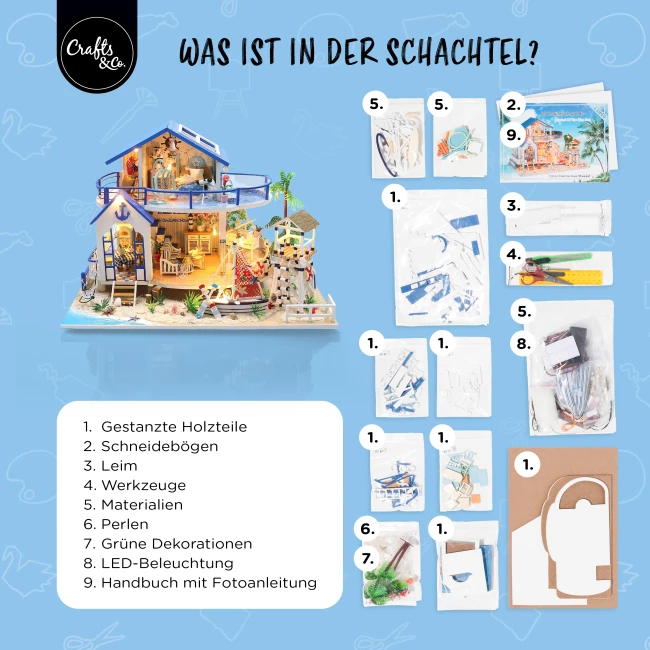 Miniatur Haus Bausatz Groß - Strandhaus