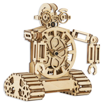 Wooden Construction Kit for Adults - Robot Clock