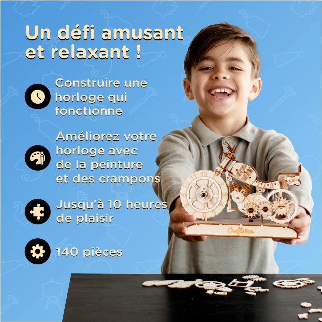Kit de Construction en Bois - Horloge du Moteur