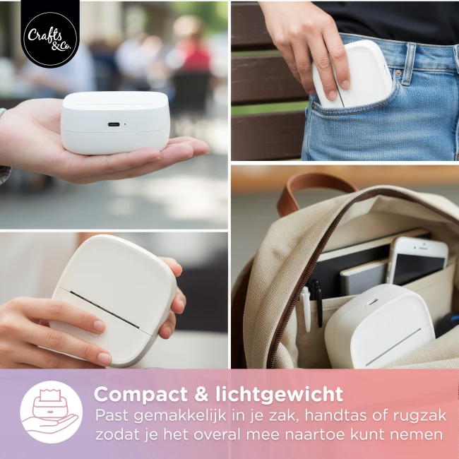 Mini Pocket Printer - Met 13 Rollen en 6 Stiften