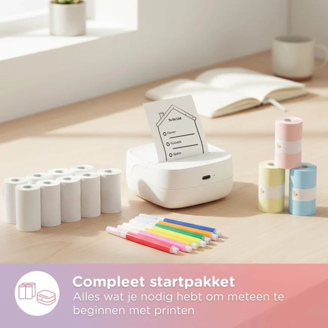 Mini Pocket Printer - Met 13 Rollen en 6 Stiften
