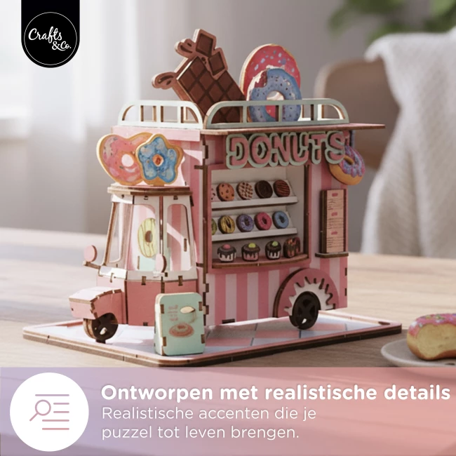 3D Houten Puzzel - Donutwagen