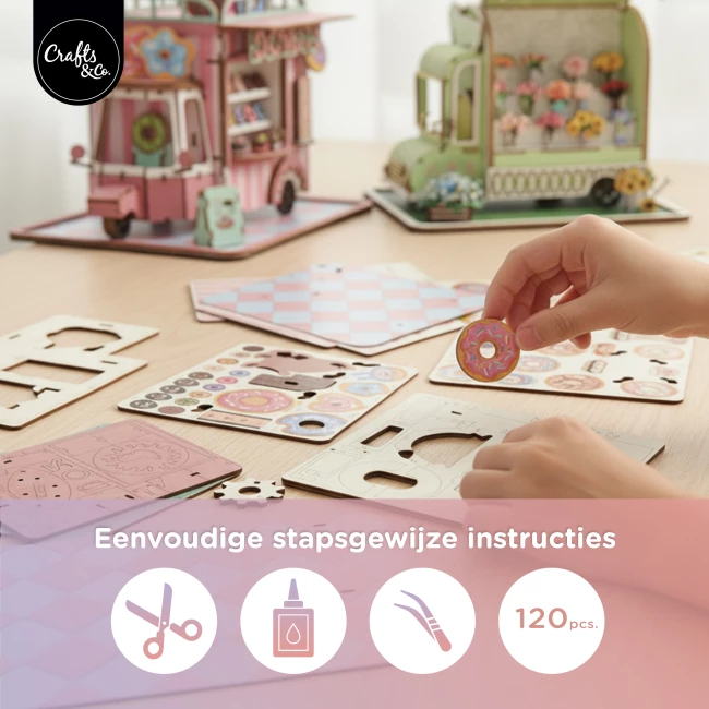 3D Houten Puzzel - Donutwagen