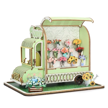 3D Houten Puzzel - Bloemenwagen