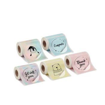 Nachfüllpackungen für den Mini Pocket Printer - Runde Farbige Sticker – 5 Rollen