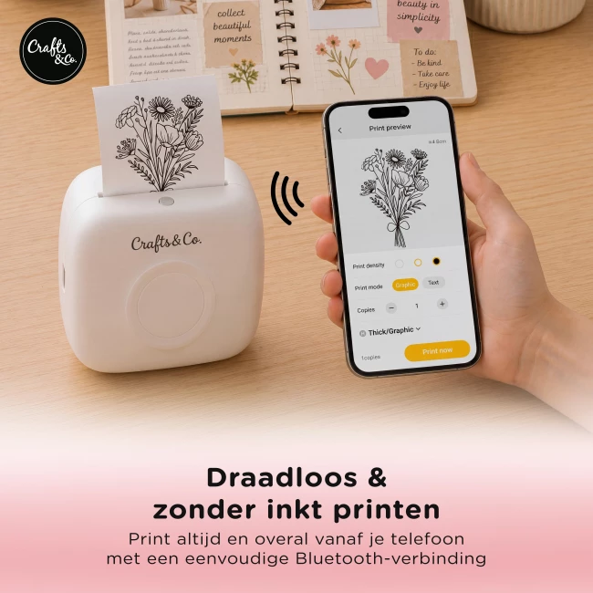 Mini Pocket Printer - Combideal met 3x Labels en 5x Gekleurde Labels
