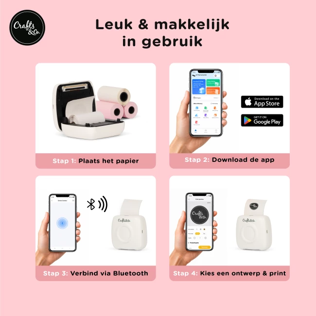 Mini Pocket Printer - Combideal met 3x Labels en 5x Gekleurde Labels