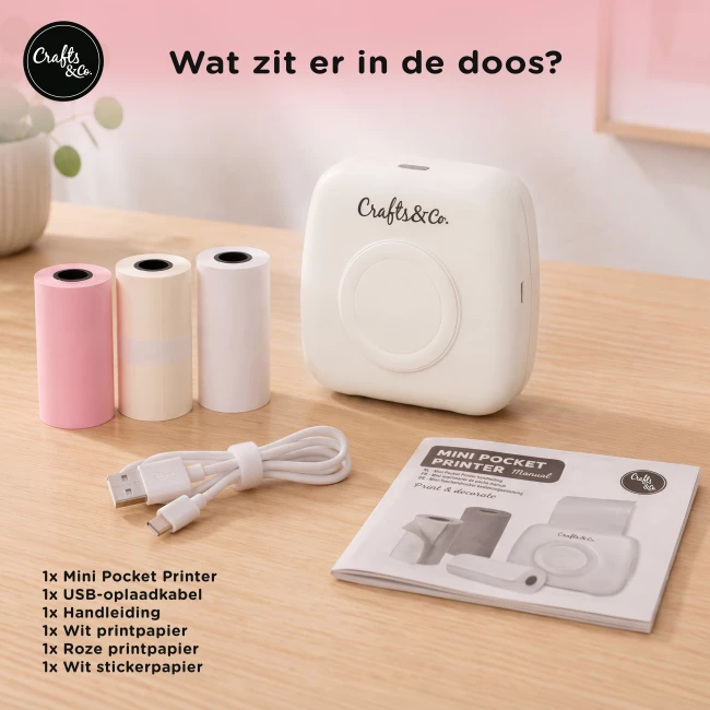 Mini Pocket Printer - Combideal met 3x Labels en 5x Gekleurde Labels