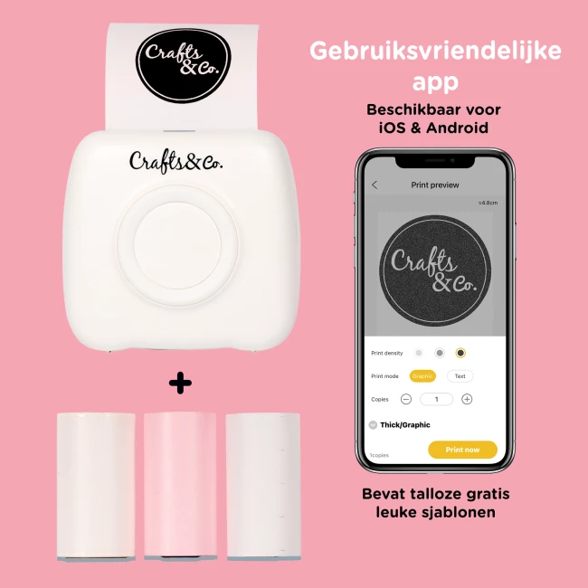 Mini Pocket Printer - Combideal met 3x Gekleurd Papier en 3x Wit Papier